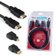 HDMI kabl 1.5m sa micro HDMI i mini HDMI adapterima