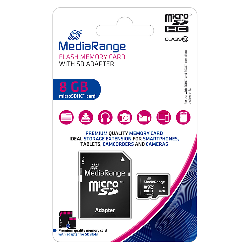 MicroSD kartica MediaRange (+ SD adapter) 8GB