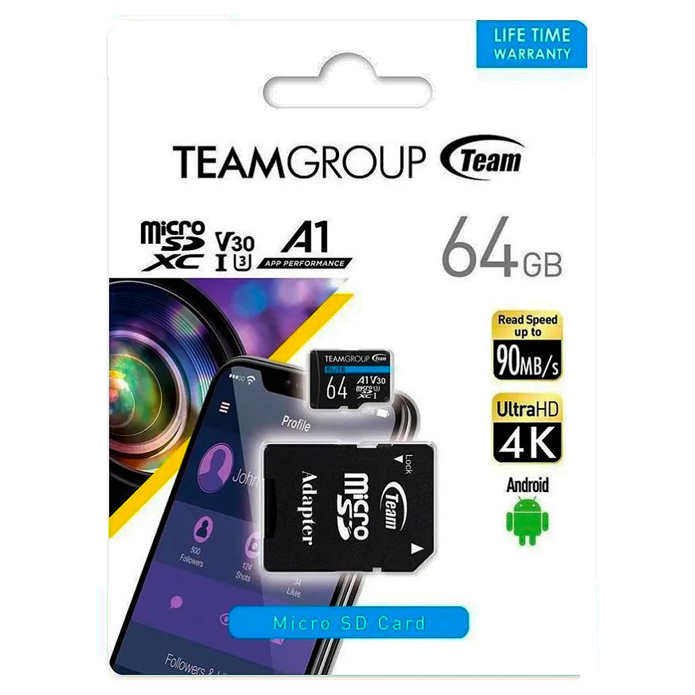 MicroSD Teamgroup (+ SD adapter) 64GB